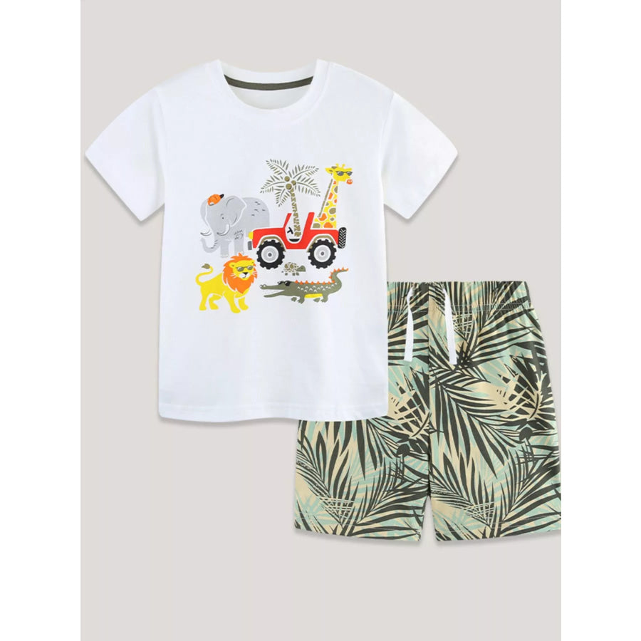Children’s Animal Graphic Tee and Shorts Set Apparel and Accessories