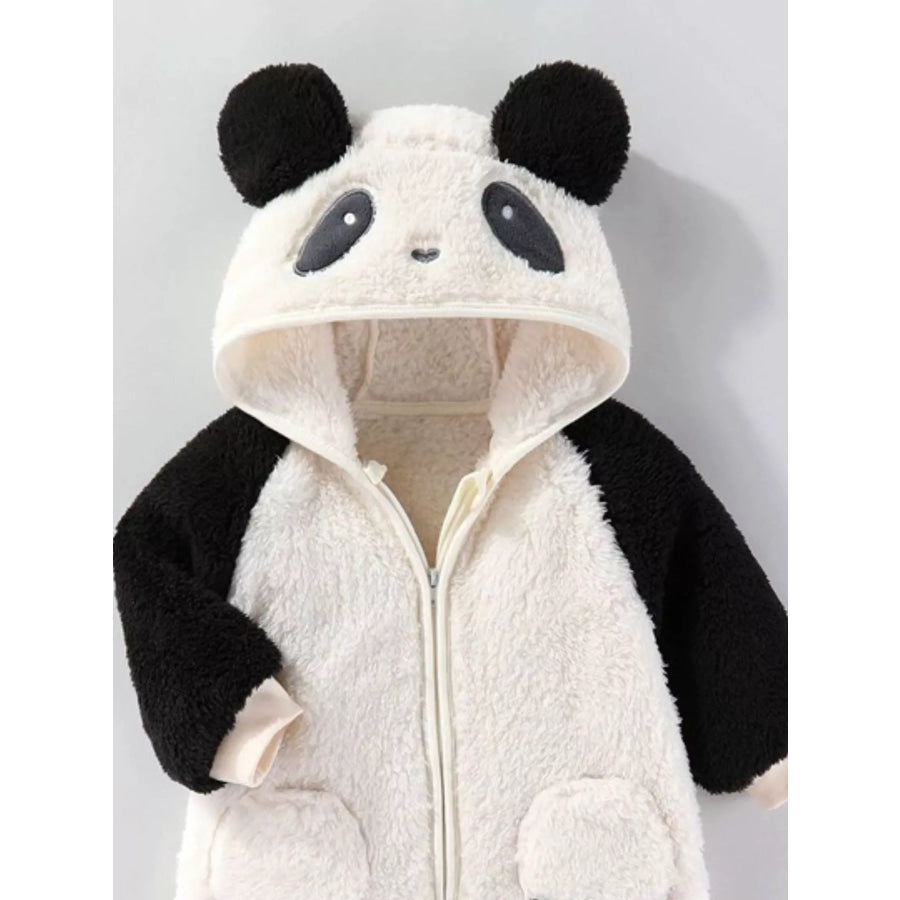 Children’s Animal Plush Hooded One-Piece Jumpsuit White / 3-6M Apparel and Accessories