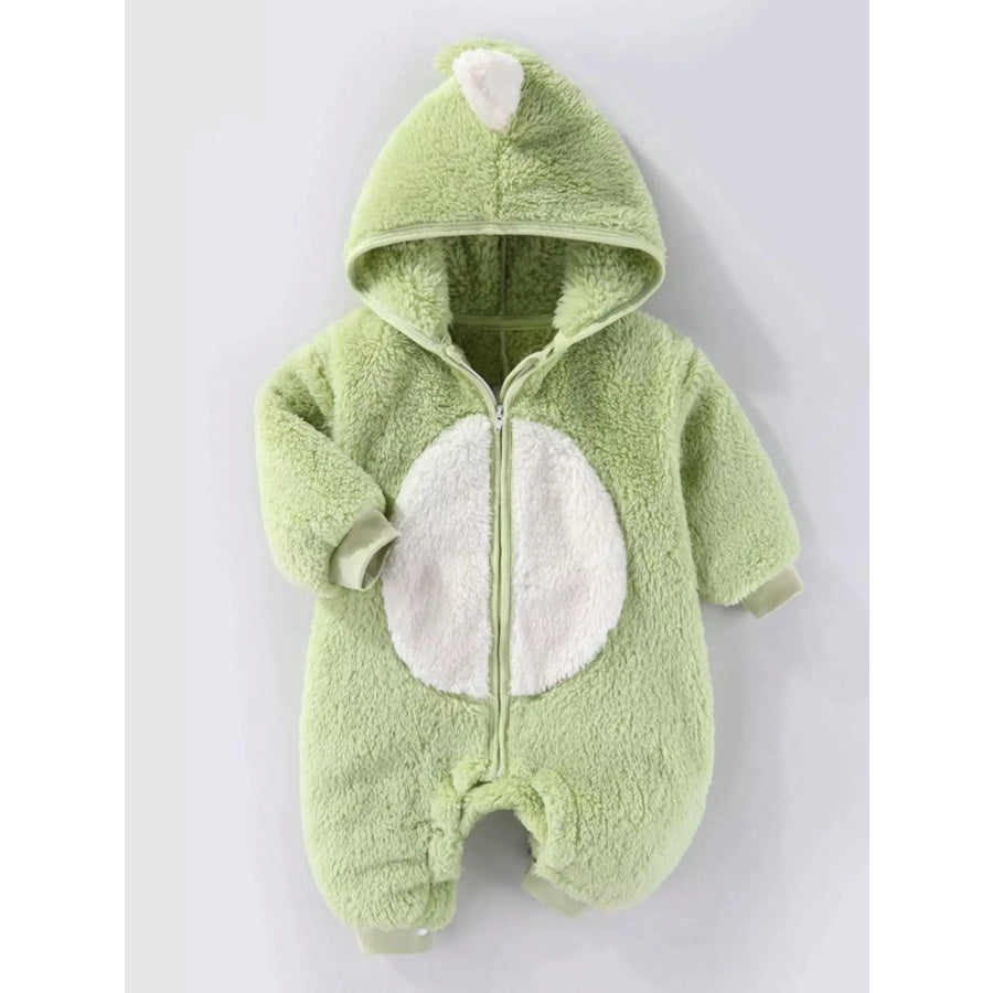 Children’s Animal Plush Hooded One-Piece Jumpsuit Gum Leaf / 3-6M Apparel and Accessories