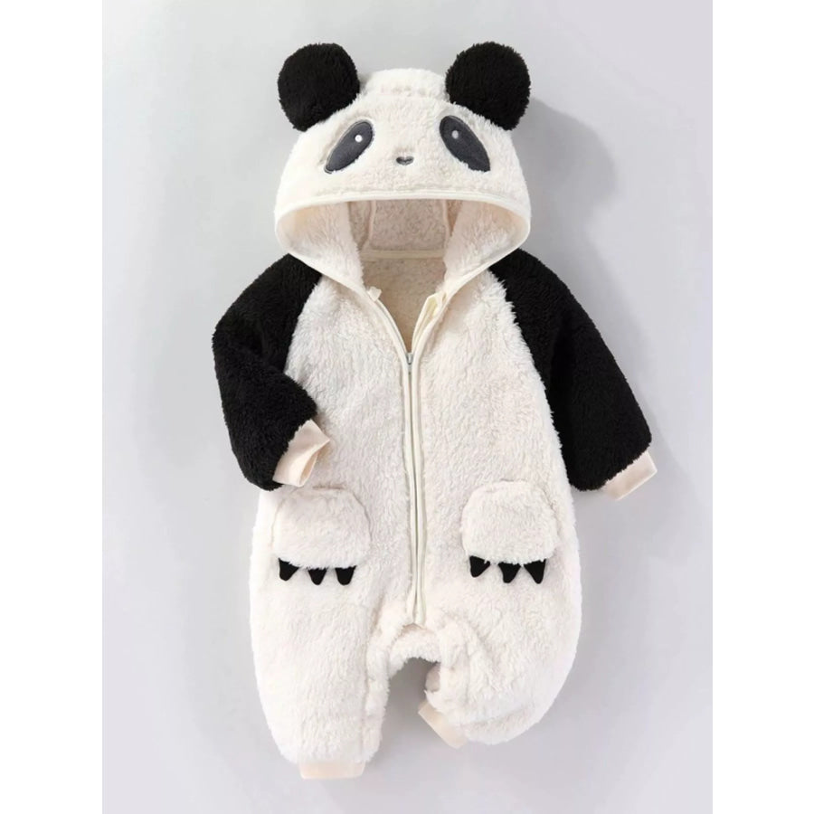 Children’s Animal Plush Hooded One-Piece Jumpsuit White / 3-6M Apparel and Accessories