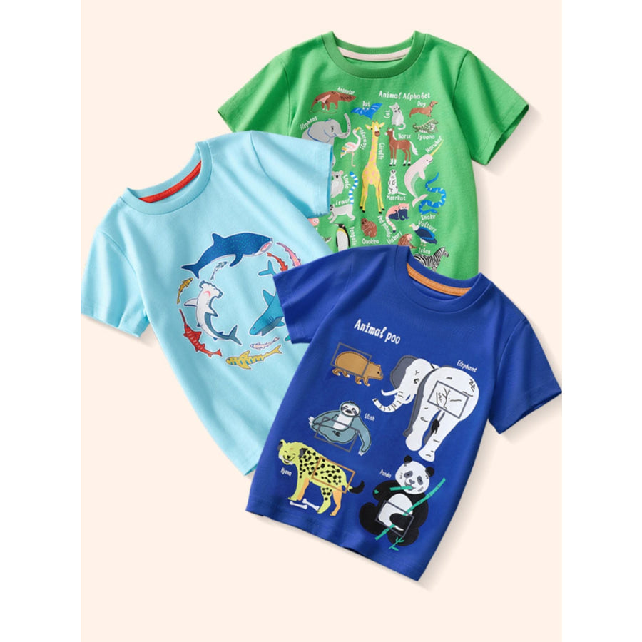 Children’s Animal Print Crew Neck Short Sleeve T-Shirt Apparel and Accessories