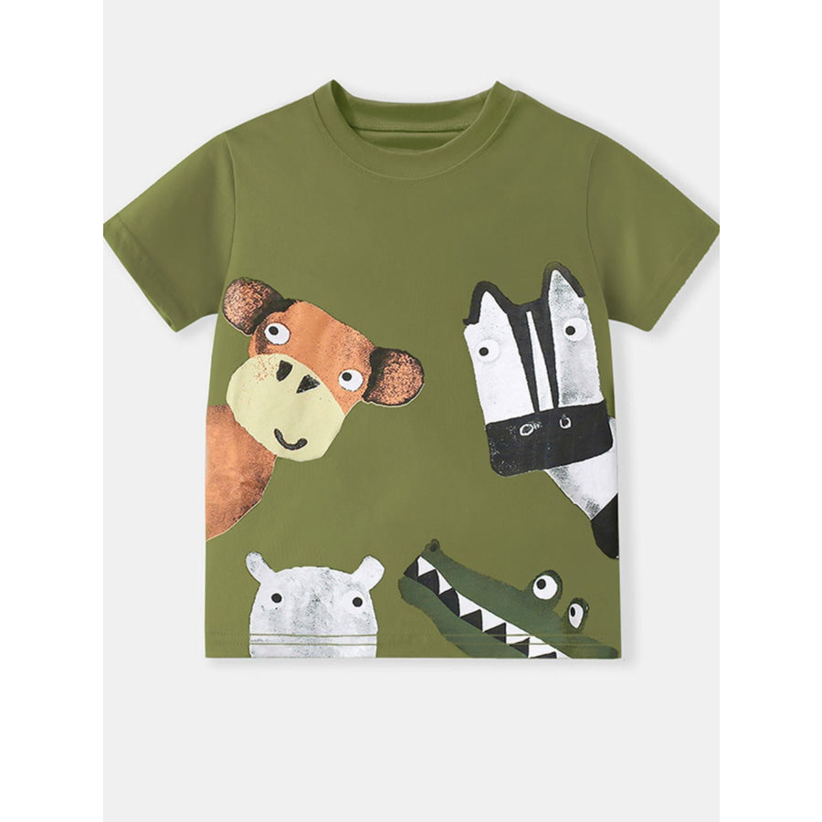 Children’s Animal Print Crew Neck T-Shirt Apparel and Accessories
