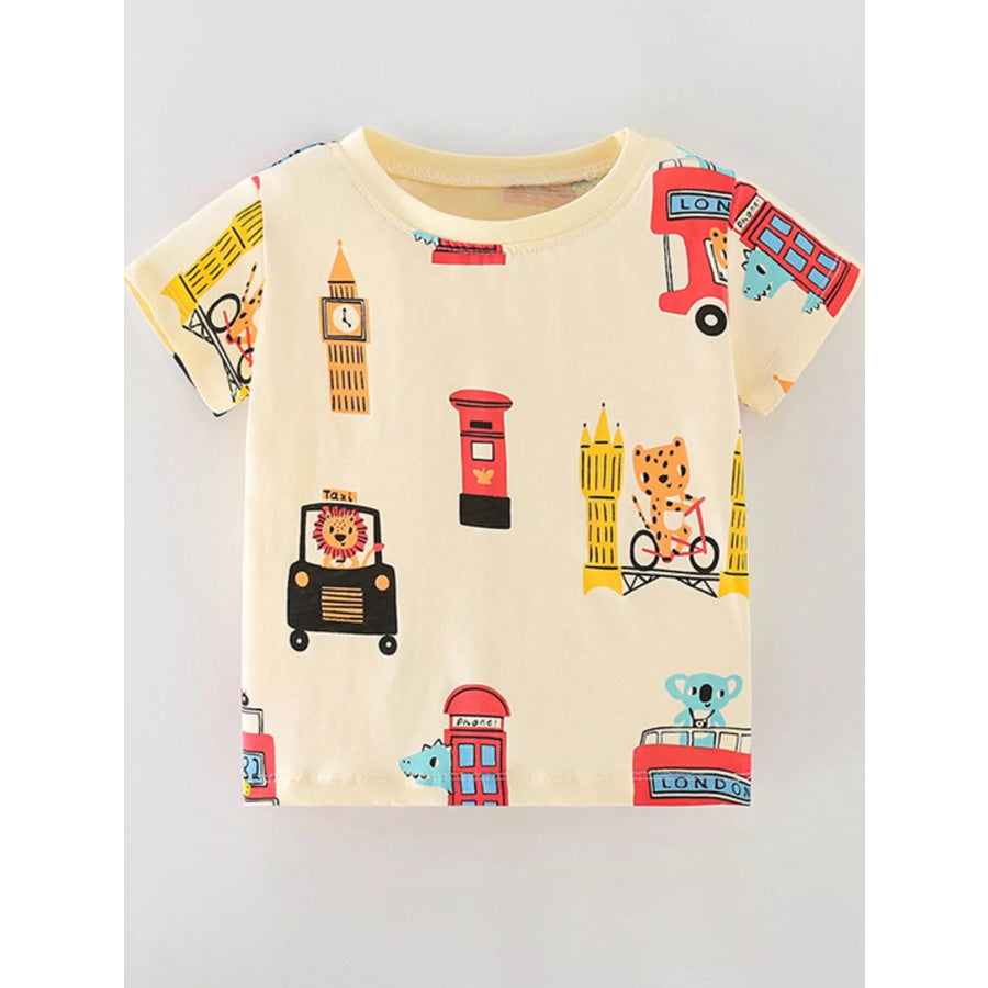 Children’s Animal Print Short Sleeve T-Shirt Cream / 4Y Apparel and Accessories