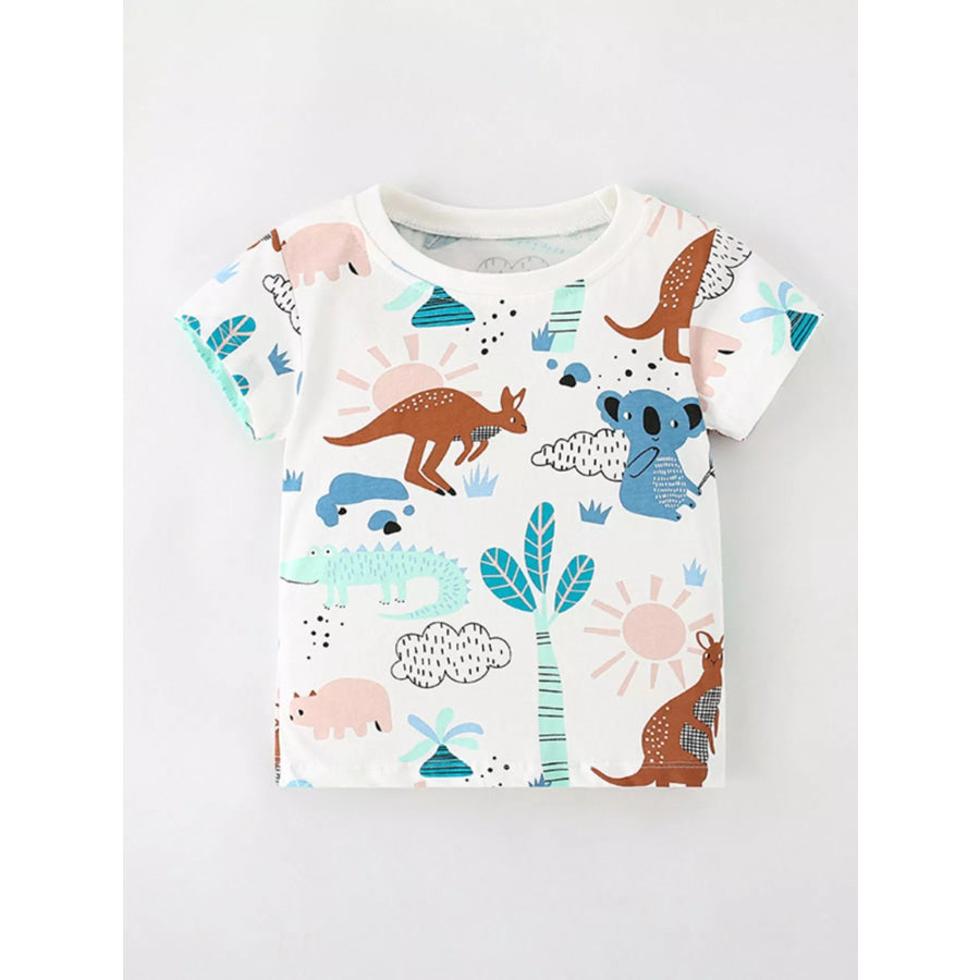 Children’s Animal Print Short Sleeve T-Shirt White / 5T Apparel and Accessories