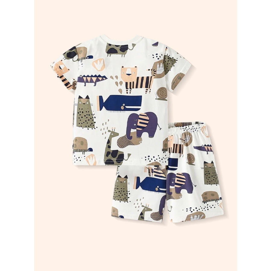 Children’s Animal Print Short Sleeve Tee and Shorts Set Apparel and Accessories