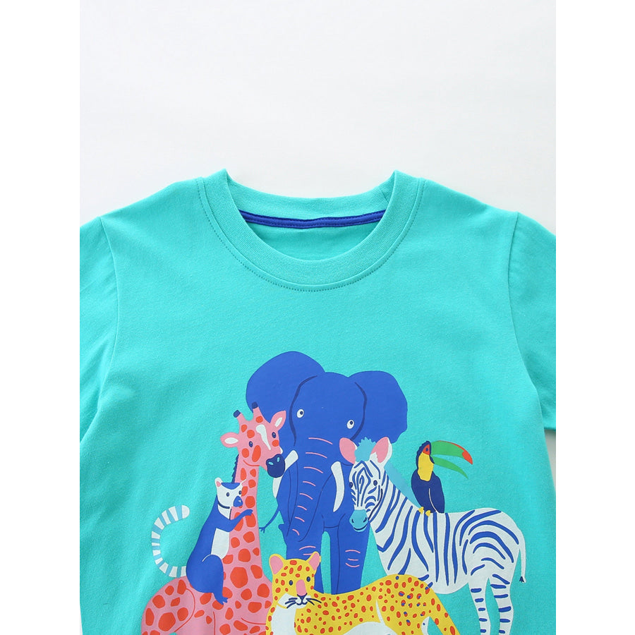 Children’s Animal Print Short Sleeve Tee and Shorts Set Apparel and Accessories