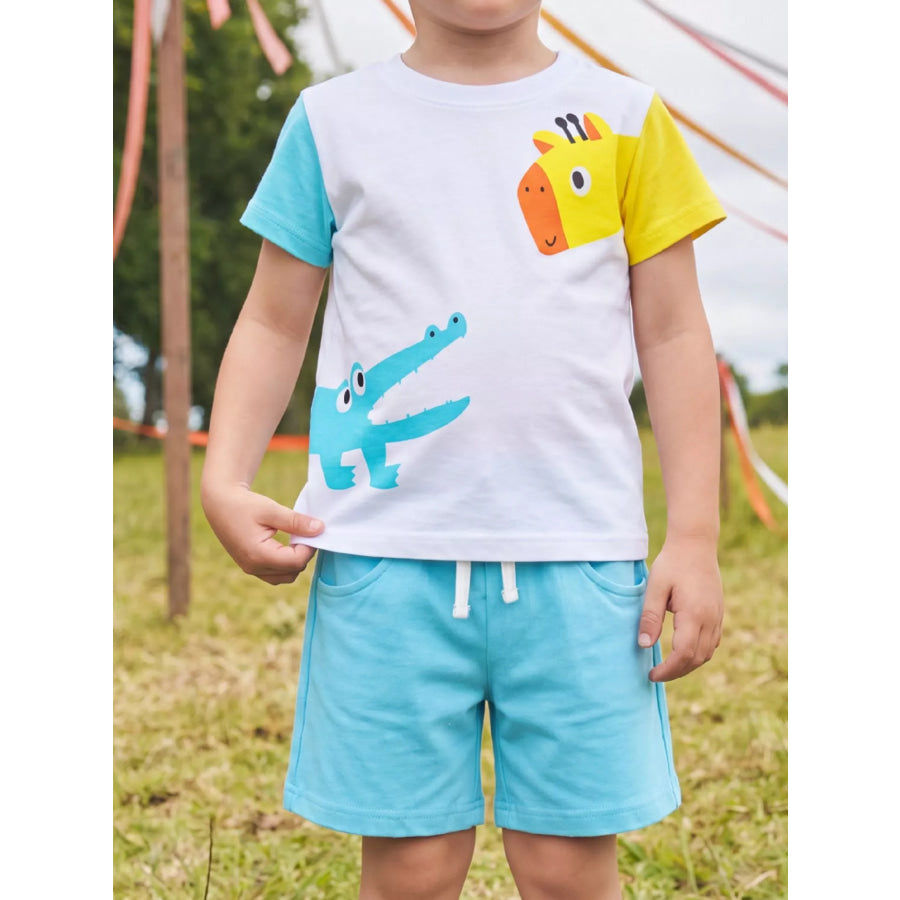 Children’s Animal Print T-shirt and Shorts Set White / 2-3 Apparel and Accessories