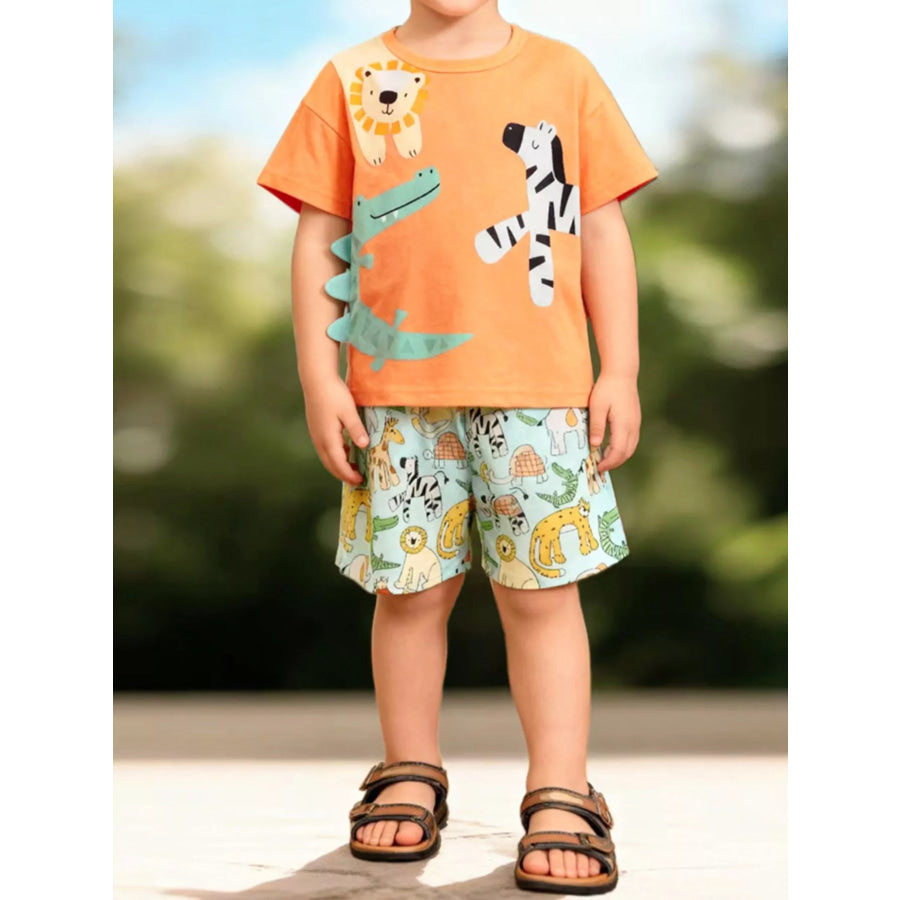 Children’s Animal Print T-Shirt & Shorts Set Sherbet / 5Y Apparel and Accessories