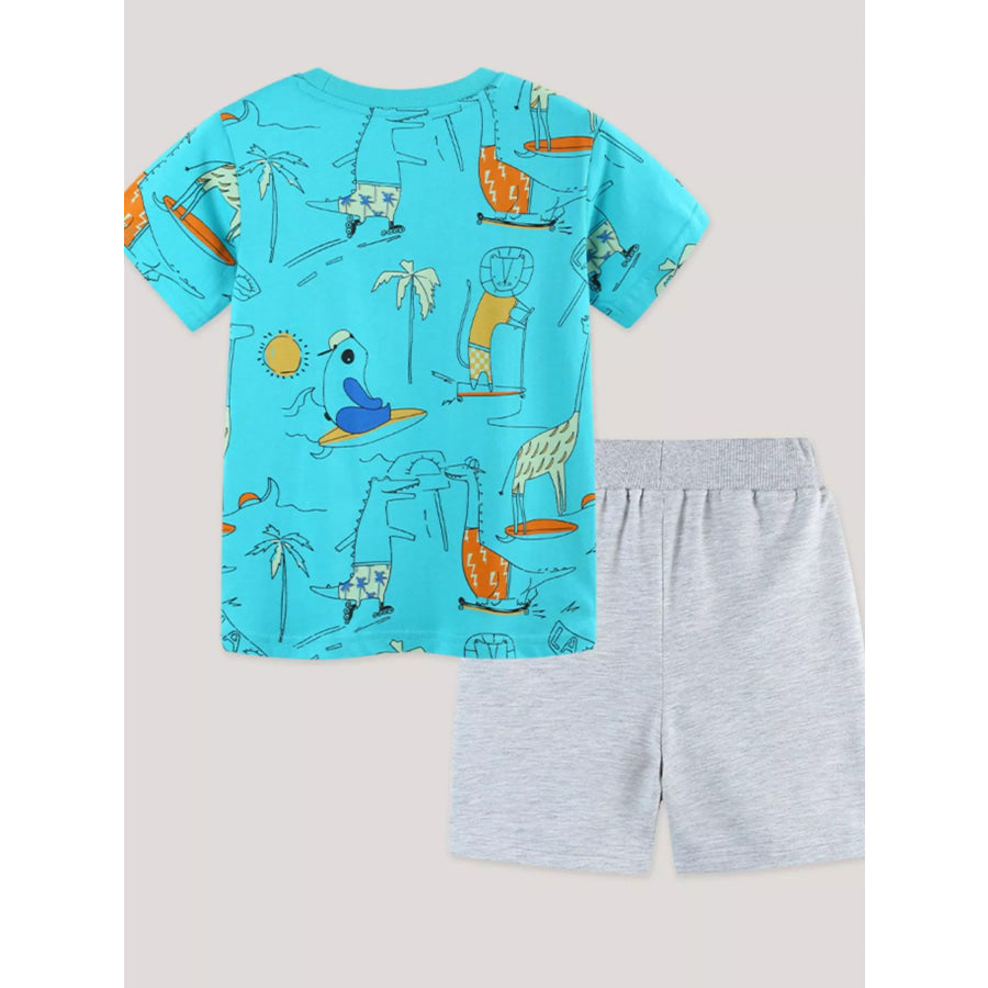 Children’s Animal Print Tee and Shorts Set Apparel and Accessories