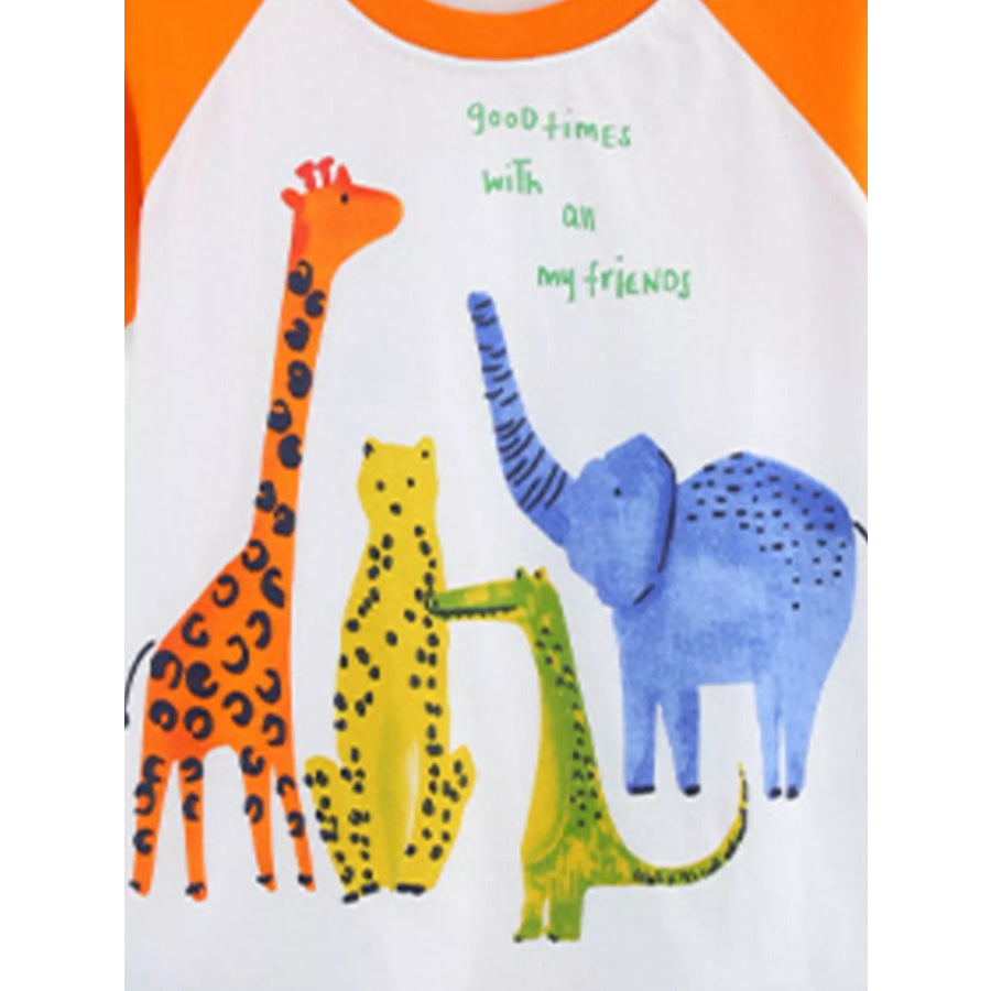 Children’s Animal Print Tee & Plaid Shorts Set Apparel and Accessories