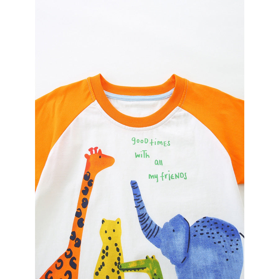 Children’s Animal Print Tee & Plaid Shorts Set Apparel and Accessories