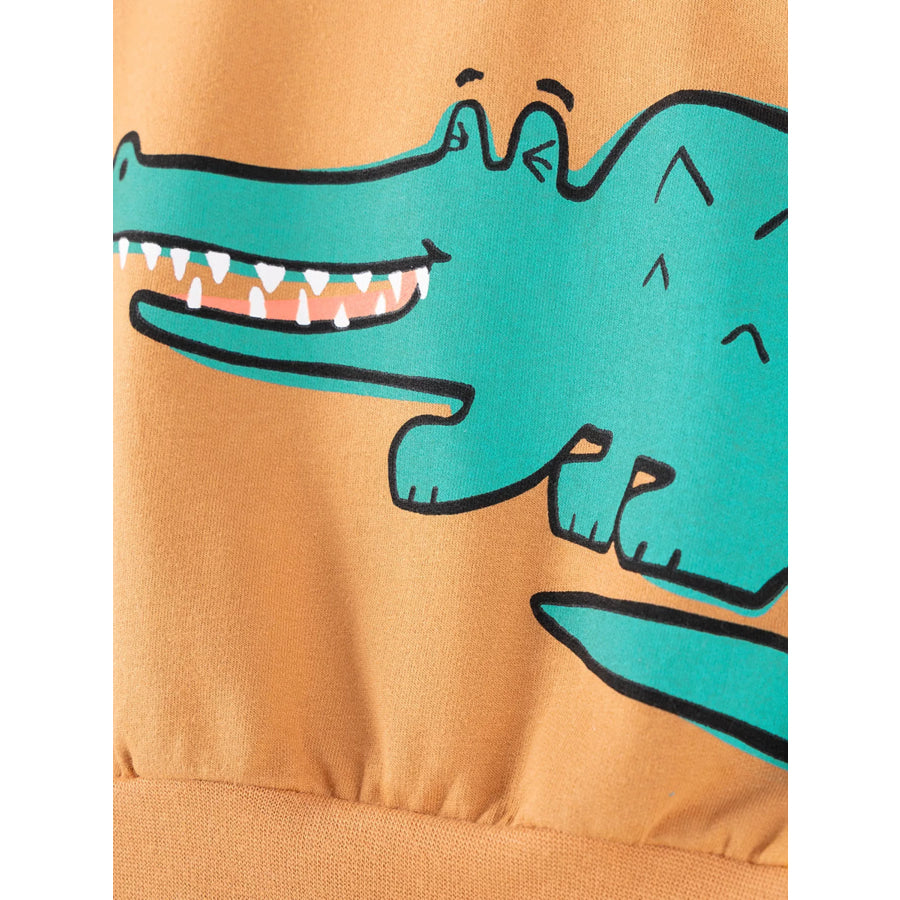 Children’s Animal Round Neck Sweatshirt and Pants Set Apparel and Accessories
