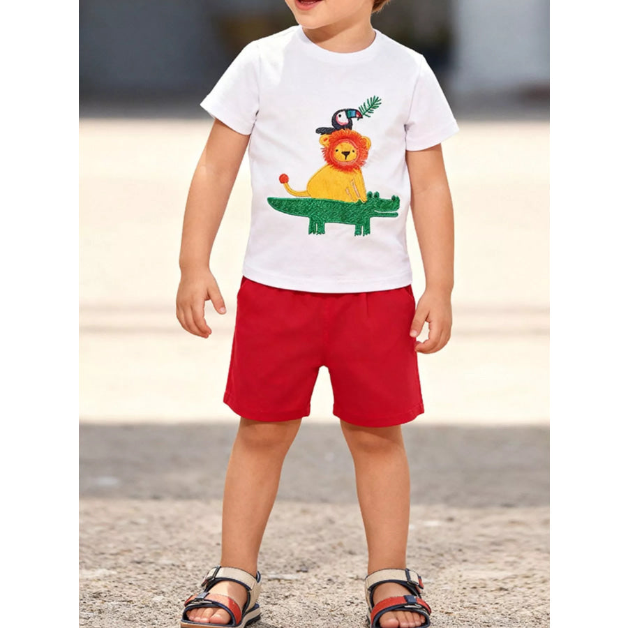 Children’s Animal Round Neck T-Shirt White / 2Y Apparel and Accessories