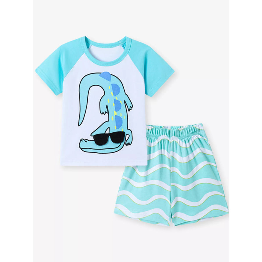Children’s Animal Round Neck Top and Shorts Set Apparel and Accessories