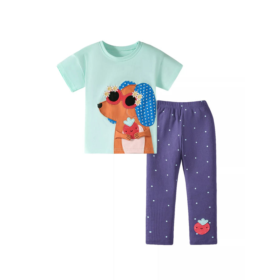 Children’s Animal Tee and Polka Dot Leggings Set Apparel and Accessories