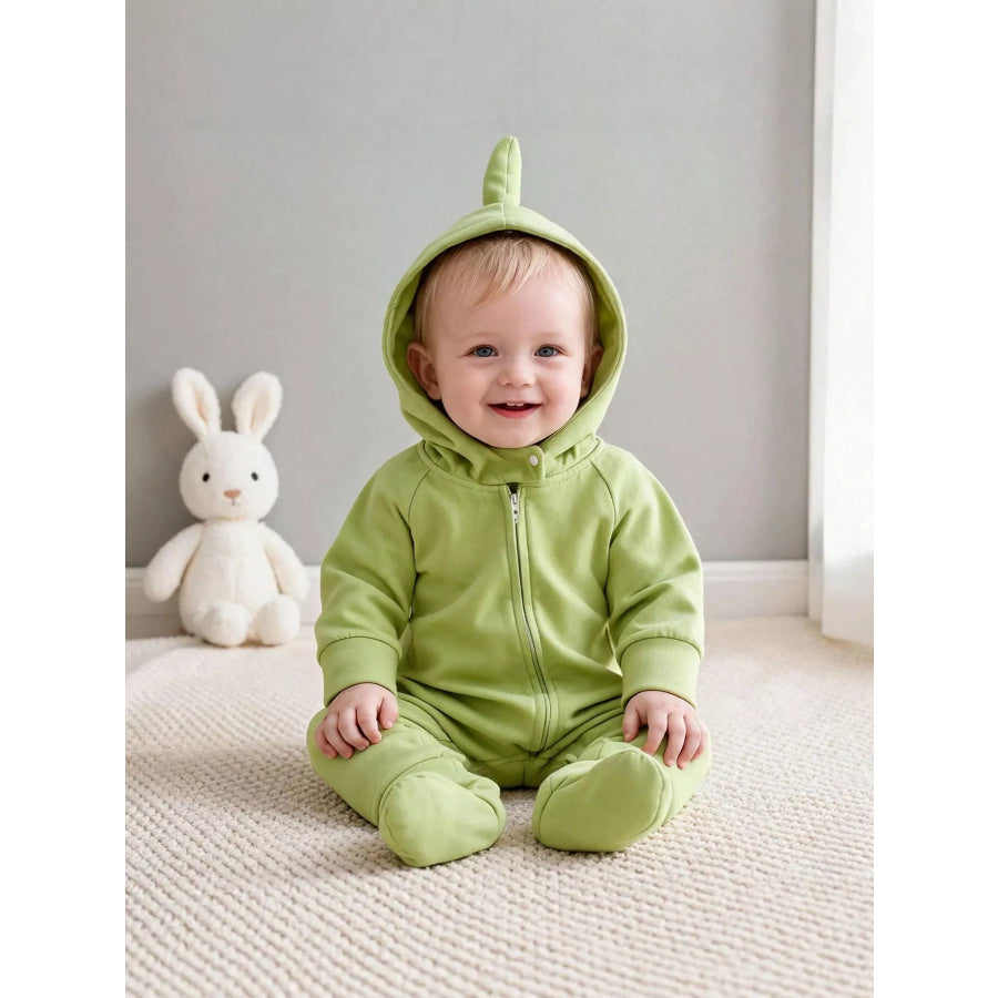 Children’s Antenna Hooded One-Piece Jumpsuit Green / 0-3M Apparel and Accessories