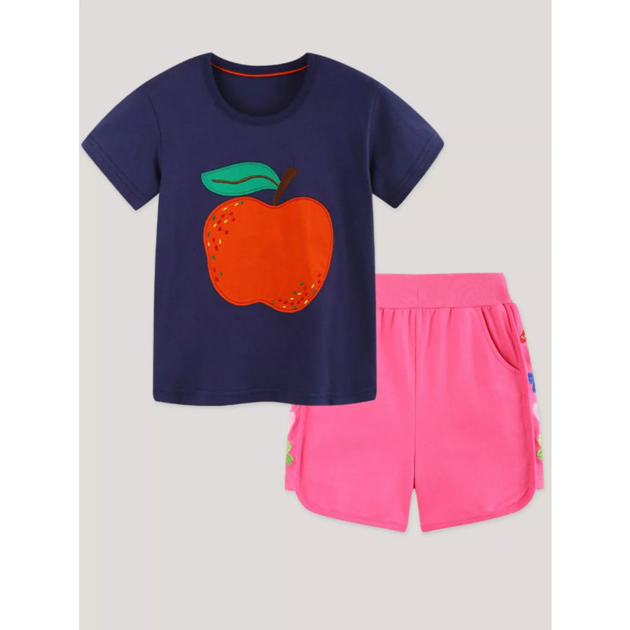 Children’s Apple Embroidered T-Shirt & Shorts Set Apparel and Accessories
