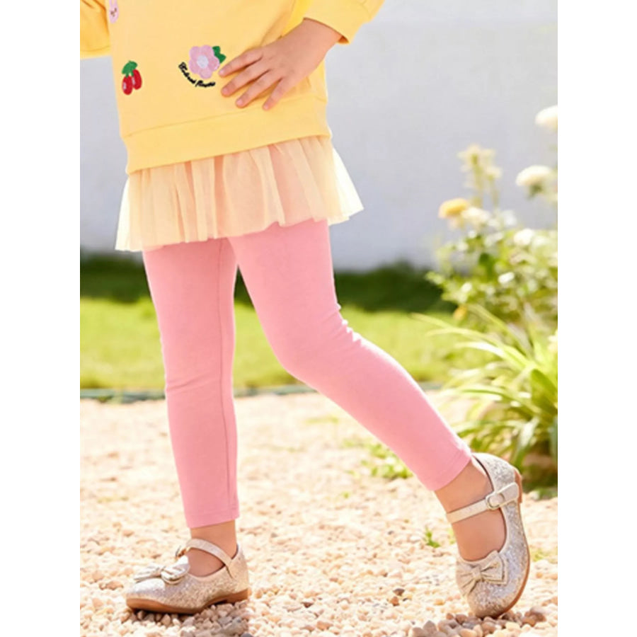 Children’s Applique Sweatshirt and Leggings Two-Piece Set with Tulle Hem Apparel and Accessories