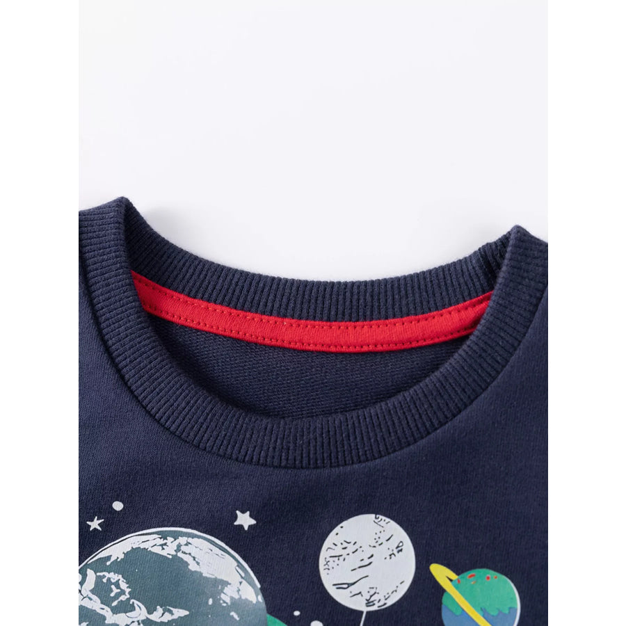 Children’s Astronaut Planet Graphic Crew Neck Sweatshirt Apparel and Accessories
