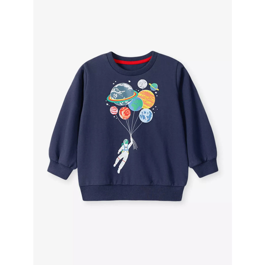 Children’s Astronaut Planet Graphic Crew Neck Sweatshirt Apparel and Accessories