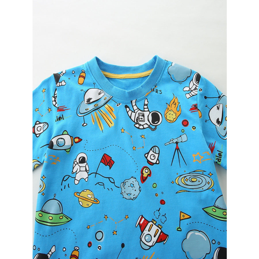 Children’s Astronaut Print Tee & Shorts Set Apparel and Accessories