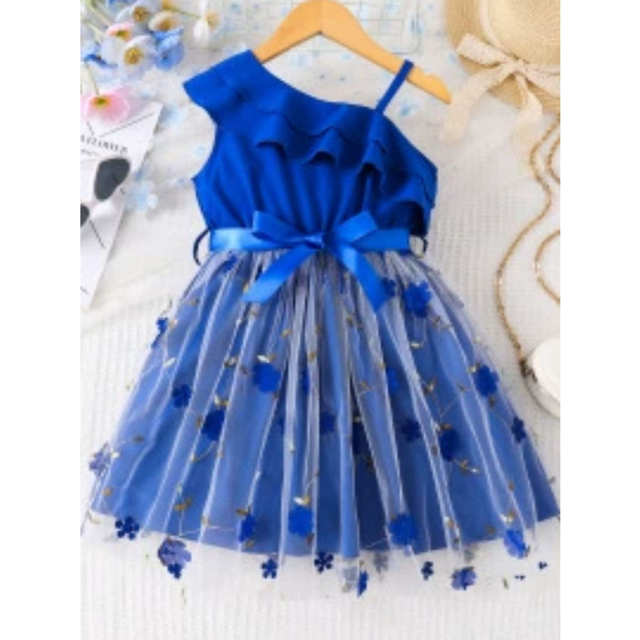 Children’s Asymmetrical Neck Ruffled Dress Apparel and Accessories