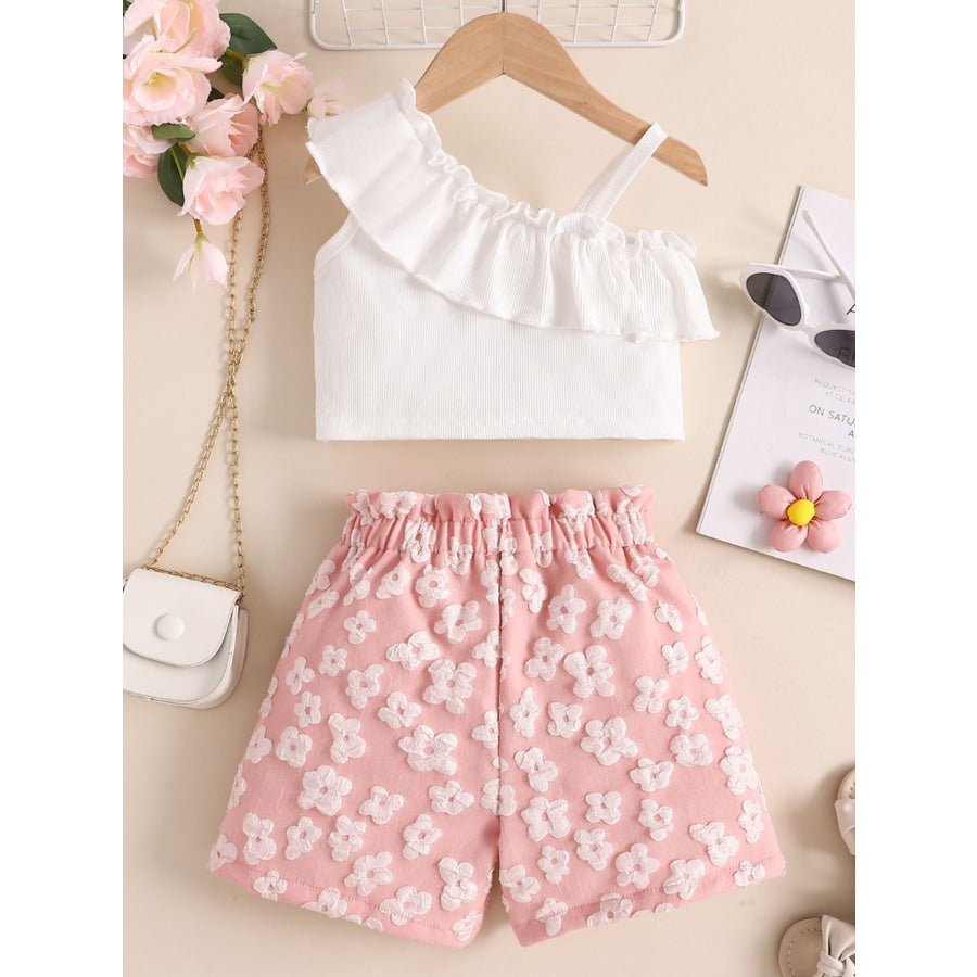 Children’s Asymmetrical Neck Top and Shorts Set Apparel Accessories