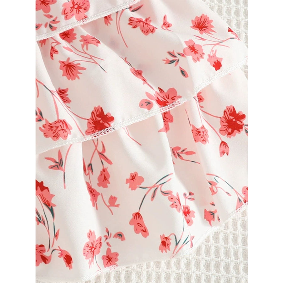 Children’s Asymmetrical Neck Top & Floral Layered Skirt Set Apparel and Accessories
