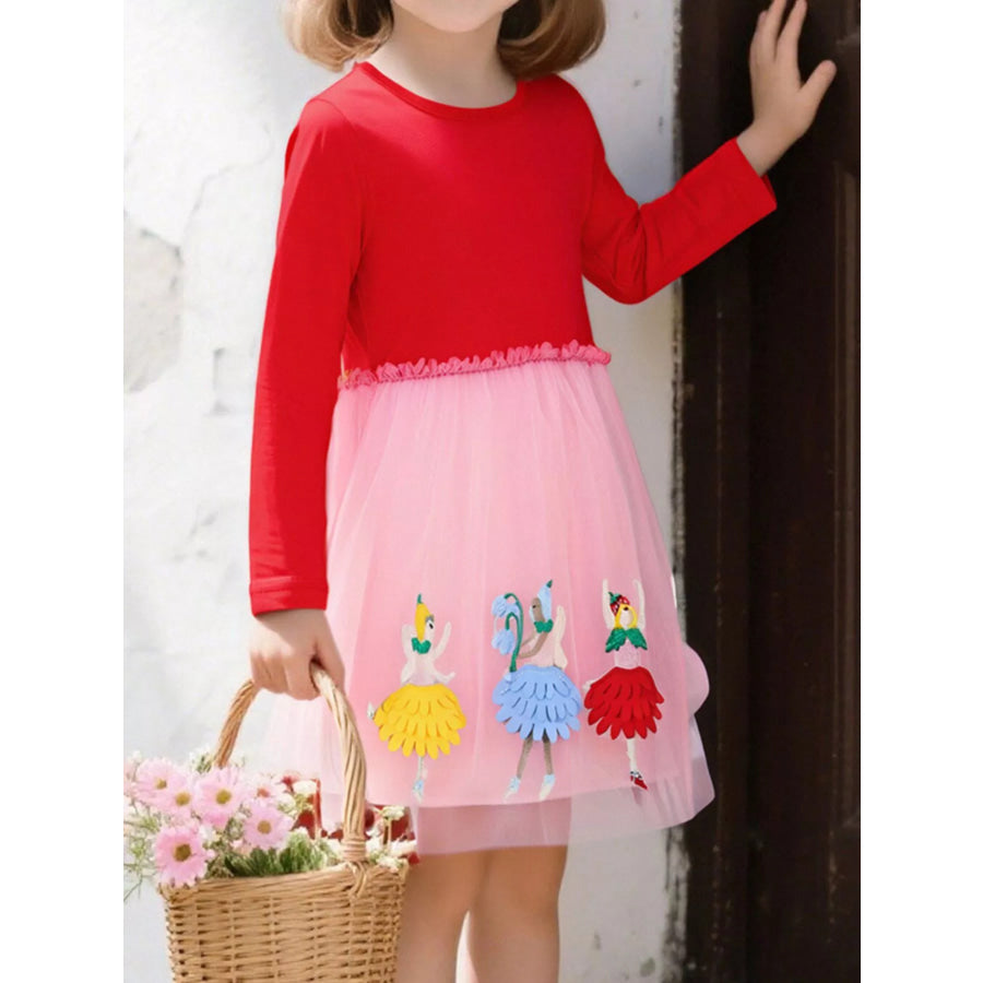 Children’s Ballerina Applique Tulle Dress Red / 2Y Apparel and Accessories