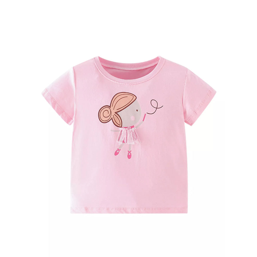 Children’s Ballerina Graphic Short Sleeve T-Shirt Blush Pink / 3Y Apparel and Accessories