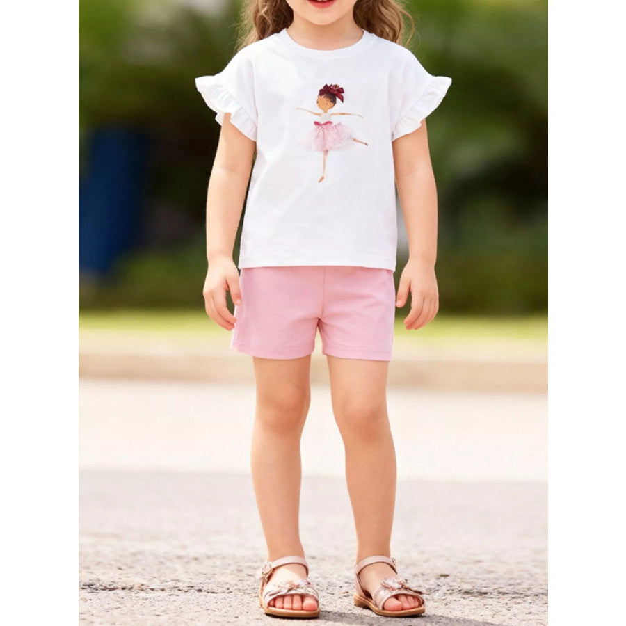 Children’s Ballerina Graphic Tee & Shorts Set White / 2Y Apparel and Accessories