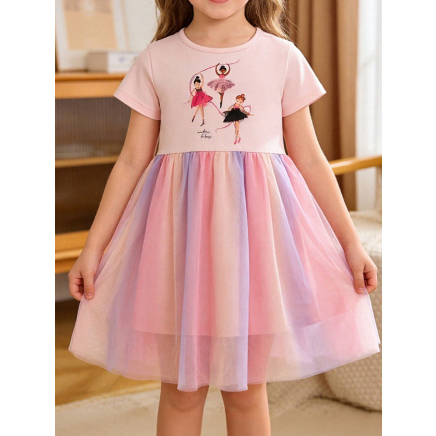 Children’s Ballerina Graphic Tulle Dress Blush Pink / 2Y Apparel and Accessories