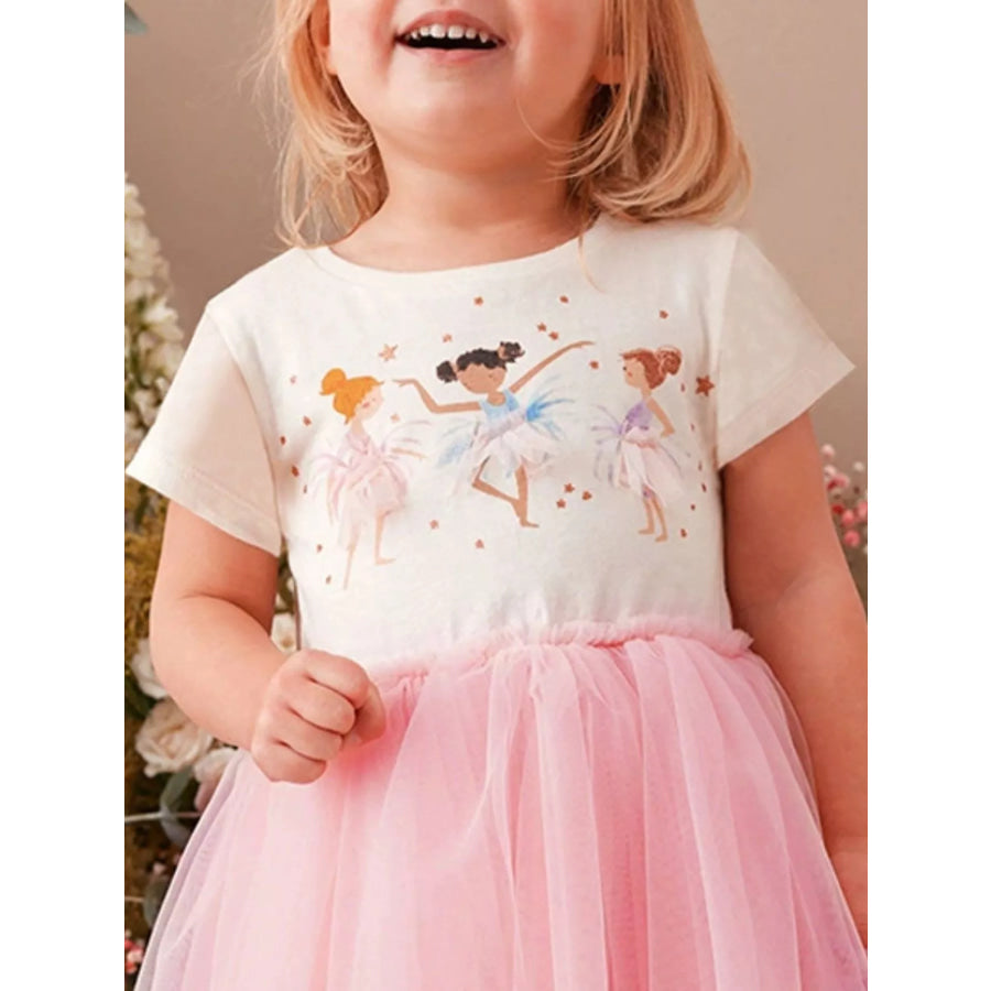 Children’s Ballerina Graphic Tulle Dress Dusty Pink / 2Y Apparel and Accessories