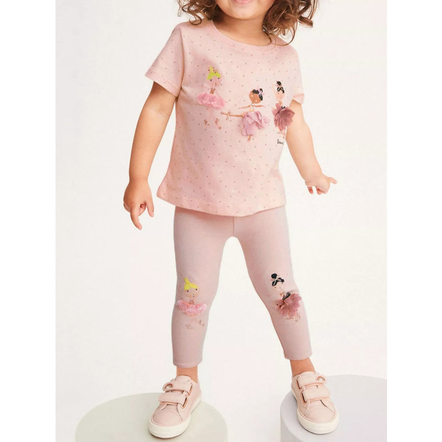 Children’s Ballerina Round Neck Top and Pants Set Apricot / 2Y Apparel and Accessories