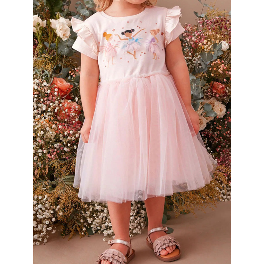 Children’s Ballerina Round Neck Tulle Dress Blush Pink / 2Y Apparel and Accessories