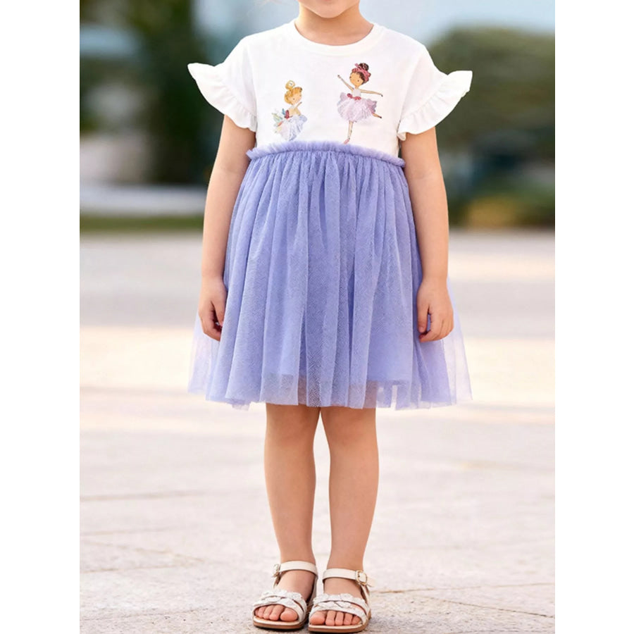 Children’s Ballerina Round Neck Tulle Dress Dusty Blue / 2Y Apparel and Accessories