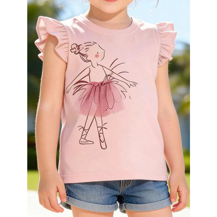 Children’s Ballerina Ruffle Sleeve T-Shirt Dusty Pink / 2Y Apparel and Accessories