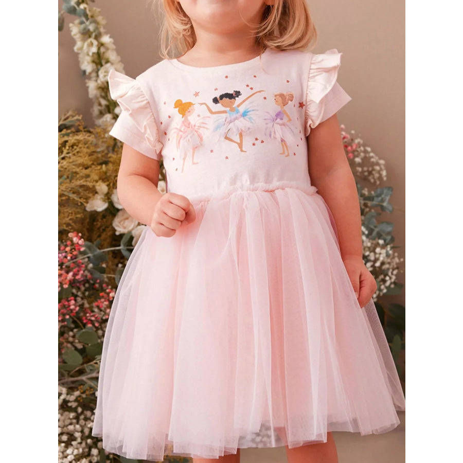 Children’s Ballerina Short Sleeve Tulle Dress Blush Pink / 2Y Apparel and Accessories