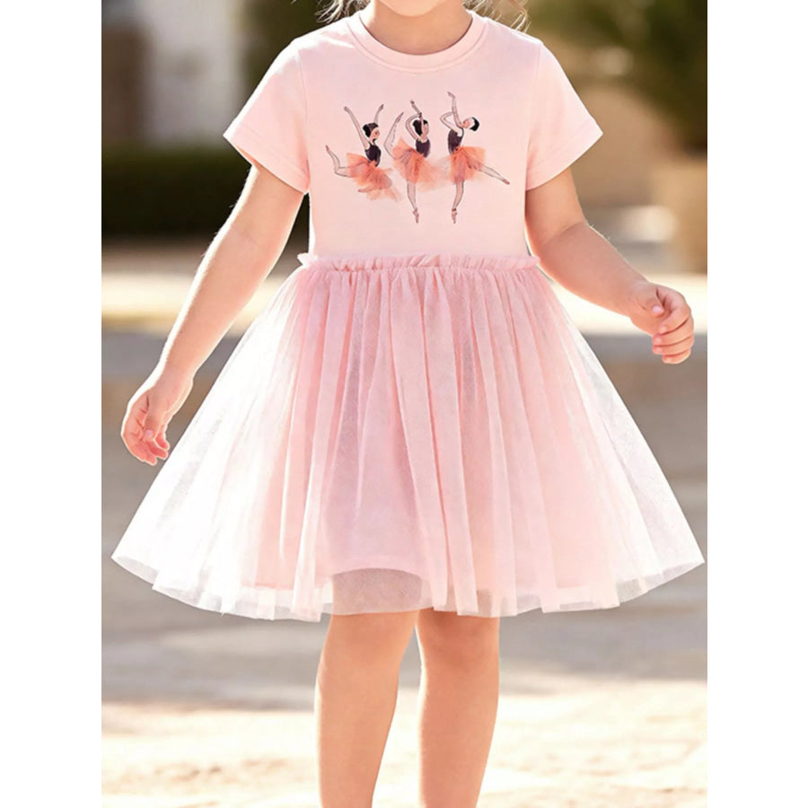 Children’s Ballerina Short Sleeve Tulle Dress Blush Pink / 2Y Apparel and Accessories