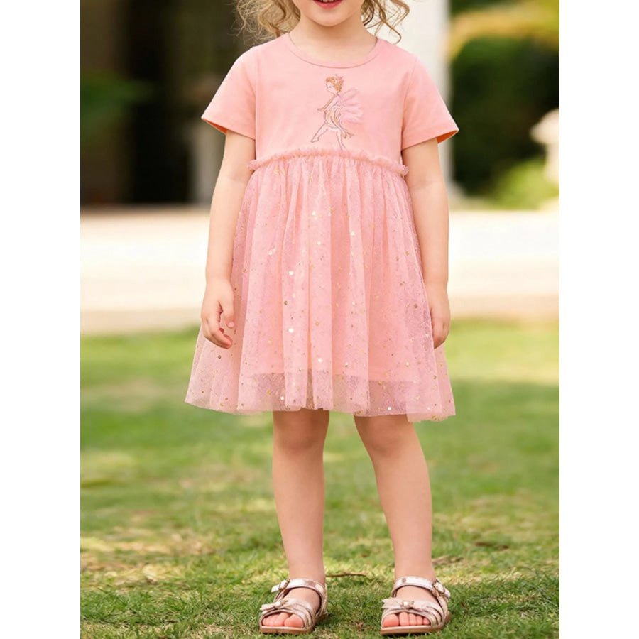 Children’s Ballerina Short Sleeve Tulle Dress Pale Blush / 2Y Apparel and Accessories