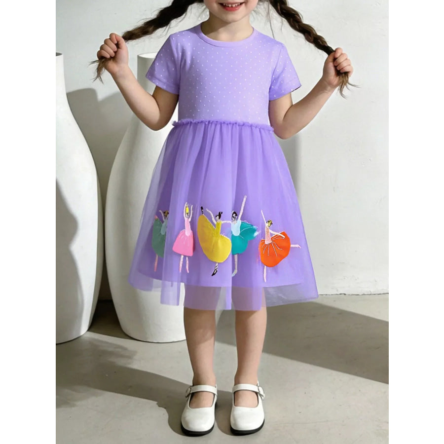 Children’s Ballet Dancer Embroidered Tulle Dress Lavender / 2Y Apparel and Accessories
