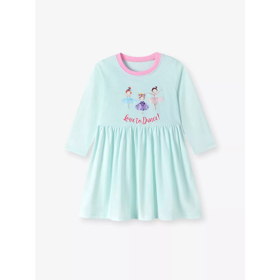 Children‘s Ballet Dancer Print Long Sleeve Dress Apparel and Accessories
