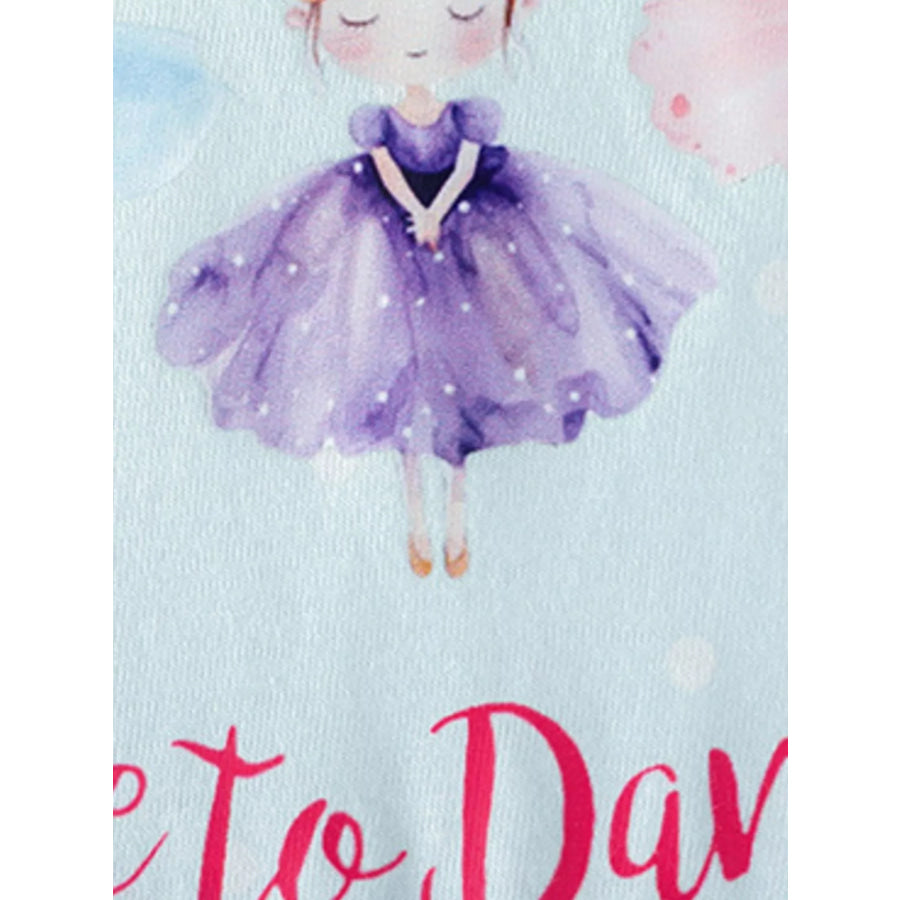 Children‘s Ballet Dancer Print Long Sleeve Dress Apparel and Accessories