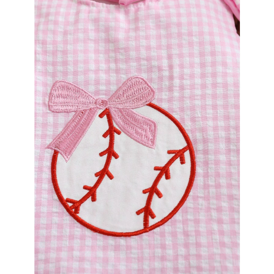 Children’s Baseball Embroidered One-Piece with Bows Apparel and Accessories