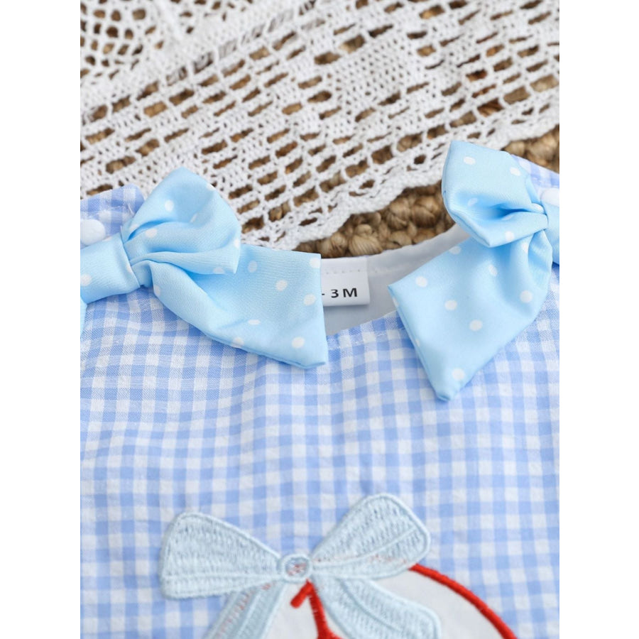 Children’s Baseball Embroidered One-Piece with Bows Apparel and Accessories