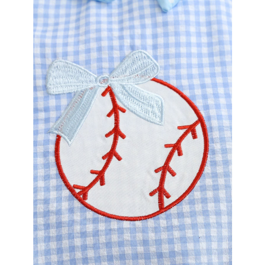 Children’s Baseball Embroidered One-Piece with Bows Apparel and Accessories
