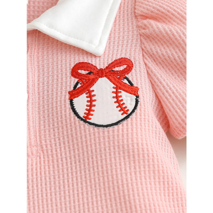 Children’s Baseball Embroidered Pleated Dress Apparel and Accessories