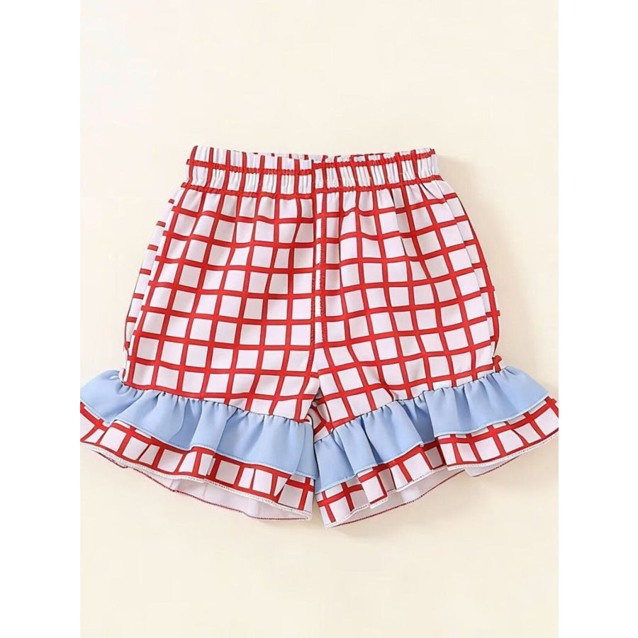Children’s Baseball Embroidered Ruffle Trim Top and Shorts Set Apparel and Accessories