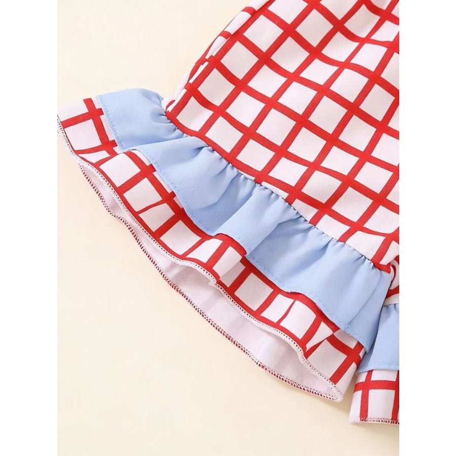 Children’s Baseball Embroidered Ruffle Trim Top and Shorts Set Apparel and Accessories