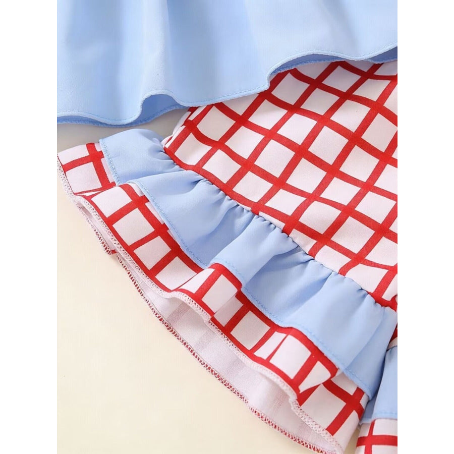 Children’s Baseball Embroidered Ruffle Trim Top and Shorts Set Apparel and Accessories